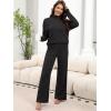 imageANRABESS 2 Piece Lounge Sets for Women Turtleneck Pajama Knit Long Sleeve Tops Pants Matching Pj Set Casual 2025 Fall ClothesBlack