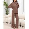 imageANRABESS 2 Piece Lounge Sets for Women Turtleneck Pajama Knit Long Sleeve Tops Pants Matching Pj Set Casual 2025 Fall ClothesBrown