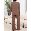 imageANRABESS 2 Piece Lounge Sets for Women Turtleneck Pajama Knit Long Sleeve Tops Pants Matching Pj Set Casual 2025 Fall ClothesBrown