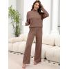 imageANRABESS 2 Piece Lounge Sets for Women Turtleneck Pajama Knit Long Sleeve Tops Pants Matching Pj Set Casual 2025 Fall ClothesBrown