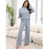 imageANRABESS 2 Piece Lounge Sets for Women Turtleneck Pajama Knit Long Sleeve Tops Pants Matching Pj Set Casual 2025 Fall ClothesDusty Blue