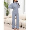 imageANRABESS 2 Piece Lounge Sets for Women Turtleneck Pajama Knit Long Sleeve Tops Pants Matching Pj Set Casual 2025 Fall ClothesDusty Blue