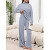 imageANRABESS 2 Piece Lounge Sets for Women Turtleneck Pajama Knit Long Sleeve Tops Pants Matching Pj Set Casual 2025 Fall ClothesDusty Blue