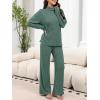 imageANRABESS 2 Piece Lounge Sets for Women Turtleneck Pajama Knit Long Sleeve Tops Pants Matching Pj Set Casual 2025 Fall ClothesGreen