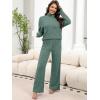 imageANRABESS 2 Piece Lounge Sets for Women Turtleneck Pajama Knit Long Sleeve Tops Pants Matching Pj Set Casual 2025 Fall ClothesGreen