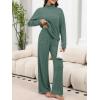 imageANRABESS 2 Piece Lounge Sets for Women Turtleneck Pajama Knit Long Sleeve Tops Pants Matching Pj Set Casual 2025 Fall ClothesGreen