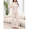 imageANRABESS 2 Piece Lounge Sets for Women Turtleneck Pajama Knit Long Sleeve Tops Pants Matching Pj Set Casual 2025 Fall ClothesLight Khaki