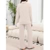 imageANRABESS 2 Piece Lounge Sets for Women Turtleneck Pajama Knit Long Sleeve Tops Pants Matching Pj Set Casual 2025 Fall ClothesLight Khaki
