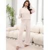 imageANRABESS 2 Piece Lounge Sets for Women Turtleneck Pajama Knit Long Sleeve Tops Pants Matching Pj Set Casual 2025 Fall ClothesLight Khaki