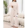 imageANRABESS 2 Piece Lounge Sets for Women Turtleneck Pajama Knit Long Sleeve Tops Pants Matching Pj Set Casual 2025 Fall ClothesLight Khaki