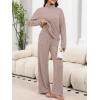 imageANRABESS 2 Piece Lounge Sets for Women Turtleneck Pajama Knit Long Sleeve Tops Pants Matching Pj Set Casual 2025 Fall ClothesTan
