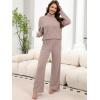 imageANRABESS 2 Piece Lounge Sets for Women Turtleneck Pajama Knit Long Sleeve Tops Pants Matching Pj Set Casual 2025 Fall ClothesTan