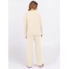 imageANRABESS 2 Piece Sets for Women Fall Fuzzy Fleece Pajama Sweater Knit Top Wide Leg Pants Loungewear 2025 Winter Cozy OutfitsBeige
