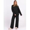 imageANRABESS 2 Piece Sets for Women Fall Fuzzy Fleece Pajama Sweater Knit Top Wide Leg Pants Loungewear 2025 Winter Cozy OutfitsBlack