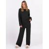 imageANRABESS 2 Piece Sets for Women Fall Fuzzy Fleece Pajama Sweater Knit Top Wide Leg Pants Loungewear 2025 Winter Cozy OutfitsBlack