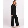 imageANRABESS 2 Piece Sets for Women Fall Fuzzy Fleece Pajama Sweater Knit Top Wide Leg Pants Loungewear 2025 Winter Cozy OutfitsBlack