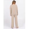 imageANRABESS 2 Piece Sets for Women Fall Fuzzy Fleece Pajama Sweater Knit Top Wide Leg Pants Loungewear 2025 Winter Cozy OutfitsLight Khaki