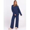 imageANRABESS 2 Piece Sets for Women Fall Fuzzy Fleece Pajama Sweater Knit Top Wide Leg Pants Loungewear 2025 Winter Cozy OutfitsNavy Blue