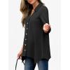 imageANRABESS 34 Sleeve Tunic Tops for Women Lapel V Neck Button Down Shirts Business Dressy Casual Blouse with Asymmetrical HemBlack