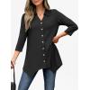 imageANRABESS 34 Sleeve Tunic Tops for Women Lapel V Neck Button Down Shirts Business Dressy Casual Blouse with Asymmetrical HemBlack