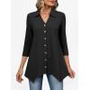 imageANRABESS 34 Sleeve Tunic Tops for Women Lapel V Neck Button Down Shirts Business Dressy Casual Blouse with Asymmetrical HemBlack