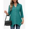 imageANRABESS 34 Sleeve Tunic Tops for Women Lapel V Neck Button Down Shirts Business Dressy Casual Blouse with Asymmetrical HemGrey Green