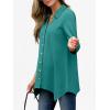 imageANRABESS 34 Sleeve Tunic Tops for Women Lapel V Neck Button Down Shirts Business Dressy Casual Blouse with Asymmetrical HemGrey Green