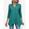 imageANRABESS 34 Sleeve Tunic Tops for Women Lapel V Neck Button Down Shirts Business Dressy Casual Blouse with Asymmetrical HemGrey Green