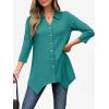 imageANRABESS 34 Sleeve Tunic Tops for Women Lapel V Neck Button Down Shirts Business Dressy Casual Blouse with Asymmetrical HemGrey Green