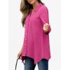 imageANRABESS 34 Sleeve Tunic Tops for Women Lapel V Neck Button Down Shirts Business Dressy Casual Blouse with Asymmetrical HemHot Pink