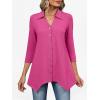 imageANRABESS 34 Sleeve Tunic Tops for Women Lapel V Neck Button Down Shirts Business Dressy Casual Blouse with Asymmetrical HemHot Pink