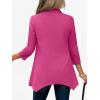 imageANRABESS 34 Sleeve Tunic Tops for Women Lapel V Neck Button Down Shirts Business Dressy Casual Blouse with Asymmetrical HemHot Pink