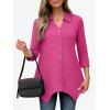 imageANRABESS 34 Sleeve Tunic Tops for Women Lapel V Neck Button Down Shirts Business Dressy Casual Blouse with Asymmetrical HemHot Pink