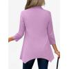 imageANRABESS 34 Sleeve Tunic Tops for Women Lapel V Neck Button Down Shirts Business Dressy Casual Blouse with Asymmetrical HemPurple