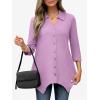 imageANRABESS 34 Sleeve Tunic Tops for Women Lapel V Neck Button Down Shirts Business Dressy Casual Blouse with Asymmetrical HemPurple