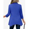 imageANRABESS 34 Sleeve Tunic Tops for Women Lapel V Neck Button Down Shirts Business Dressy Casual Blouse with Asymmetrical HemRoyal Blue