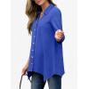 imageANRABESS 34 Sleeve Tunic Tops for Women Lapel V Neck Button Down Shirts Business Dressy Casual Blouse with Asymmetrical HemRoyal Blue