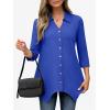 imageANRABESS 34 Sleeve Tunic Tops for Women Lapel V Neck Button Down Shirts Business Dressy Casual Blouse with Asymmetrical HemRoyal Blue