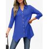 imageANRABESS 34 Sleeve Tunic Tops for Women Lapel V Neck Button Down Shirts Business Dressy Casual Blouse with Asymmetrical HemRoyal Blue