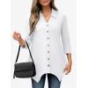 imageANRABESS 34 Sleeve Tunic Tops for Women Lapel V Neck Button Down Shirts Business Dressy Casual Blouse with Asymmetrical HemWhite