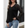 imageANRABESS Lace Long Sleeve Tops for Women 2025 Fall Business Casual V Neck Shirts Work Office Trendy Blouses Fashion OutfitsBlack