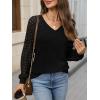 imageANRABESS Lace Long Sleeve Tops for Women 2025 Fall Business Casual V Neck Shirts Work Office Trendy Blouses Fashion OutfitsBlack