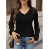 imageANRABESS Lace Long Sleeve Tops for Women 2025 Fall Business Casual V Neck Shirts Work Office Trendy Blouses Fashion OutfitsBlack