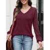 imageANRABESS Lace Long Sleeve Tops for Women 2025 Fall Business Casual V Neck Shirts Work Office Trendy Blouses Fashion OutfitsBurgundy