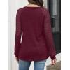 imageANRABESS Lace Long Sleeve Tops for Women 2025 Fall Business Casual V Neck Shirts Work Office Trendy Blouses Fashion OutfitsBurgundy