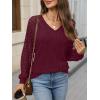 imageANRABESS Lace Long Sleeve Tops for Women 2025 Fall Business Casual V Neck Shirts Work Office Trendy Blouses Fashion OutfitsBurgundy