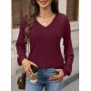 imageANRABESS Lace Long Sleeve Tops for Women 2025 Fall Business Casual V Neck Shirts Work Office Trendy Blouses Fashion OutfitsBurgundy