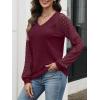 imageANRABESS Lace Long Sleeve Tops for Women 2025 Fall Business Casual V Neck Shirts Work Office Trendy Blouses Fashion OutfitsBurgundy