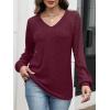 imageANRABESS Lace Long Sleeve Tops for Women 2025 Fall Business Casual V Neck Shirts Work Office Trendy Blouses Fashion OutfitsBurgundy