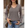imageANRABESS Lace Long Sleeve Tops for Women 2025 Fall Business Casual V Neck Shirts Work Office Trendy Blouses Fashion OutfitsCool Ash Brown